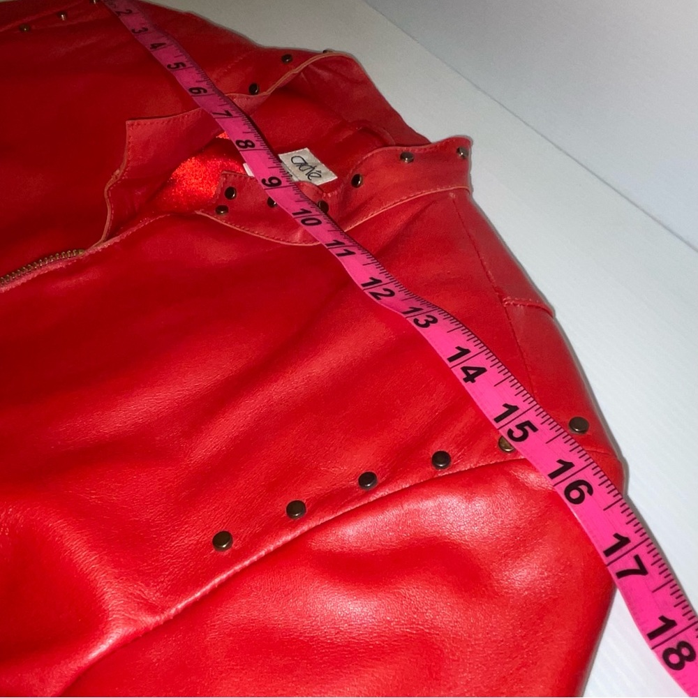 Cache Red Leather Brass Studded Jacket - image 8